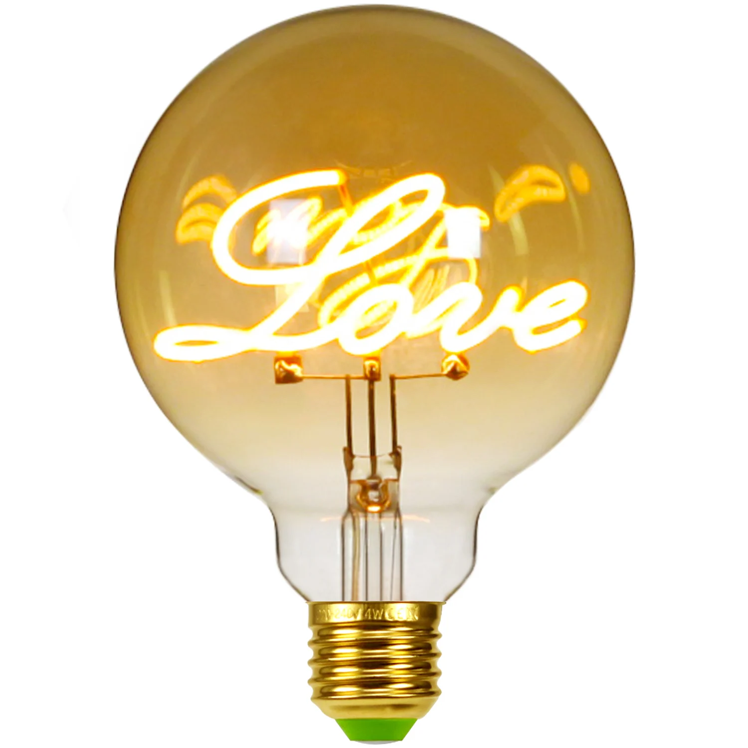 Retro Edison Glühbirne dimmbar E27 220V 110V 4W G95 Liebesbrief Licht Home Decor LED Glühlampe