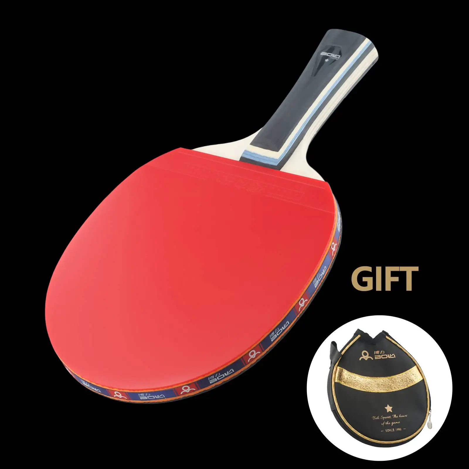 Bat Table Tennis Racket Black Red Cross Double-sided Heft Comfortable Gifts Lange Long Handle One-star Replacement