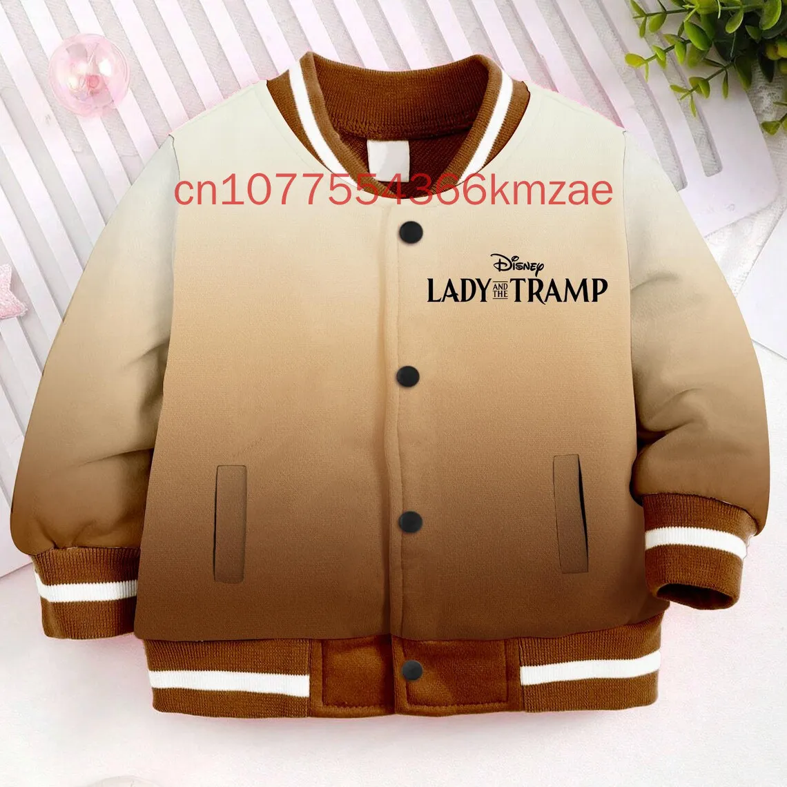 Disney Lady And Tramp Kids and Youth Baseball Jacket 3D Print Spring and Autumn Cartoon Streetwear Harajuku Jacket Coat