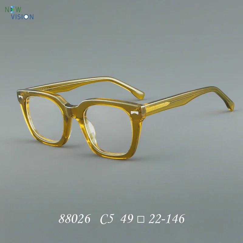 

New Women Glasses High Quality Retro Square Acetate Eyeglass Frame Multi Color Fashion Optical Men Myopia Prescription Eyewear