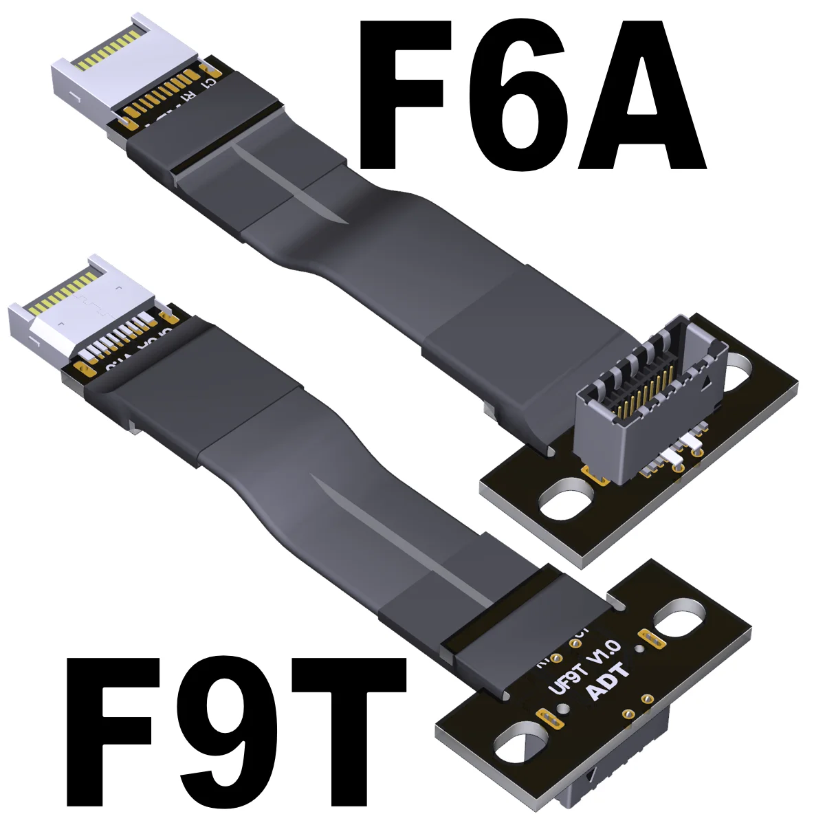 F9T-F6A USB 3.2 Internal 20Pin USB Type-E Male To Type-E Female Front Panel Socket Extension Flat Ribbon Cable with Screw Hole