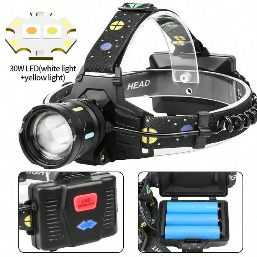 Ultra High Power LED Headlamp, Super Bright Long Range 4500M Head Flashlight, Rechargeable Aluminum Alloy Waterproof Head Lantern Camping, Caving, Night Rescue, Heavy Duty Searchlight With Adjustable Focus, Essential Gear