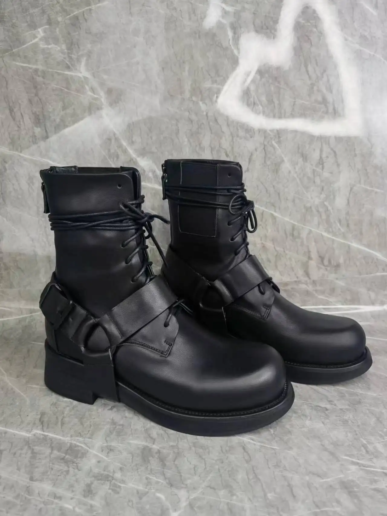 Fashion Leather Men Lace Up Boots Ankle Men Boots Design New Style Low Heel Men Boots