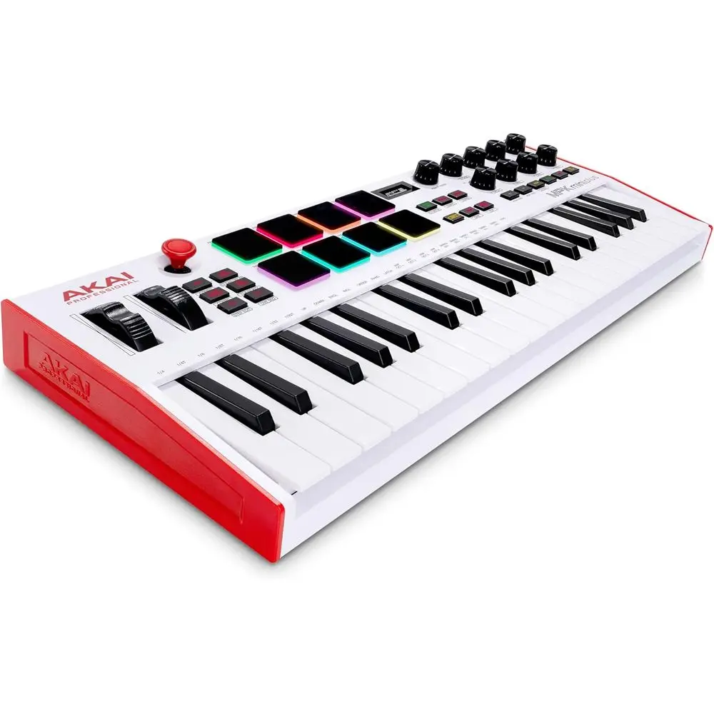 Mini 37-Key USB Keyboard Controller with 8 Pads, Sequencer, I/CV/Gate, and NI Sound Package, Limited White Edition