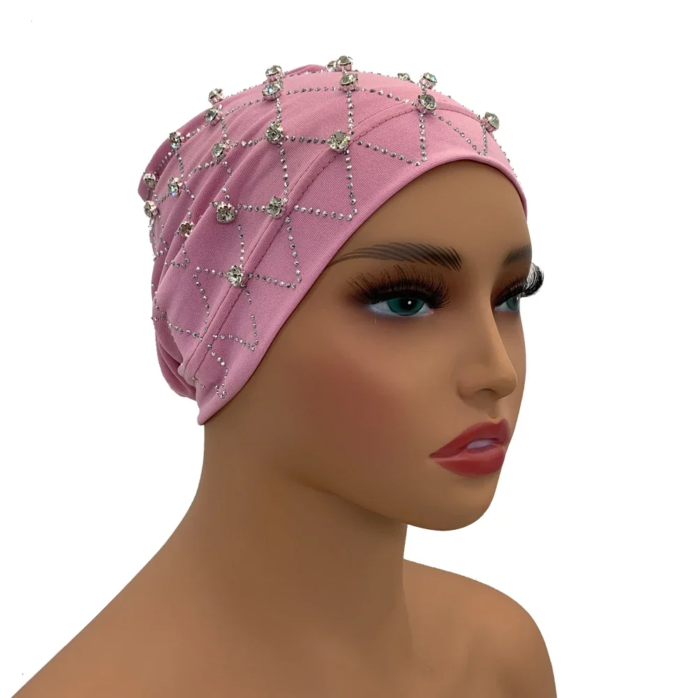 Muslim Inner Hijabs Islam Under Scarf Cap Stretchy Headscarf Bonnet Turbante Mujer Rhinestone Head Wraps for Ramadan Women