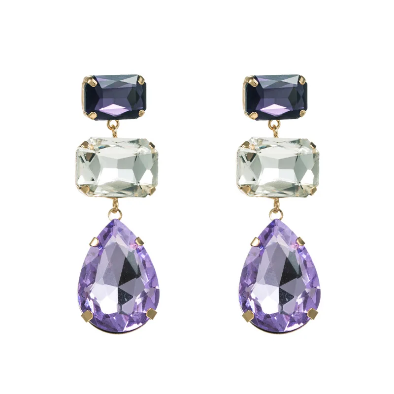 High Quality Geometric Crystal Long Waterdrop Earrings for Women Elegant Bride Wedding Ms Daily Jewelry Pendant Gift 2023 Trendy