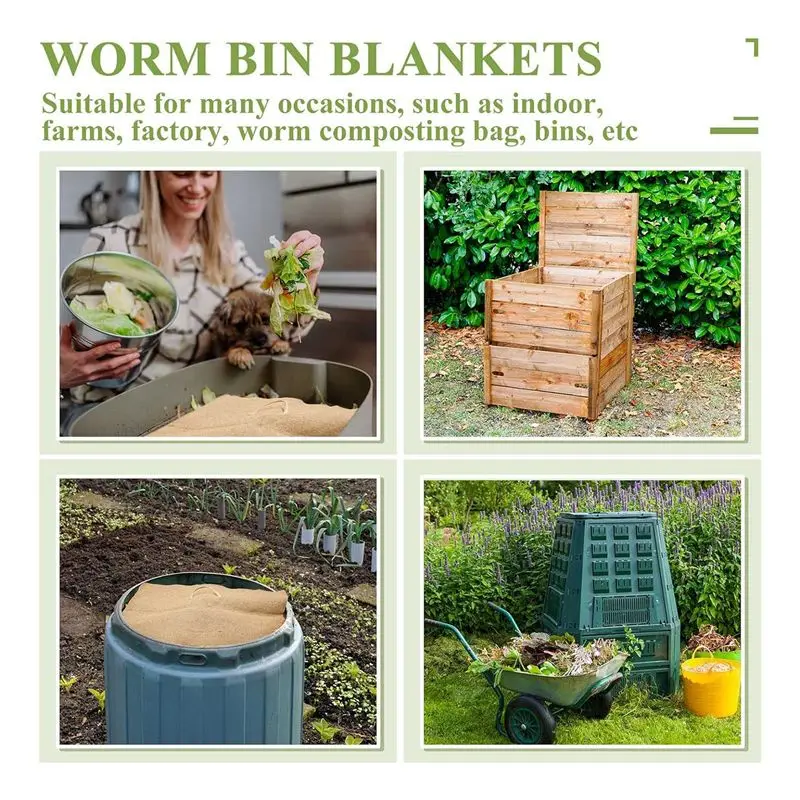 AA05 2 Ft X 2Ft Worm Blanket Worm Farm Kit Worm Bin Blanket Worms For Composting Fits Many Worm Bin Bag For Keeping Worms 60 X 6