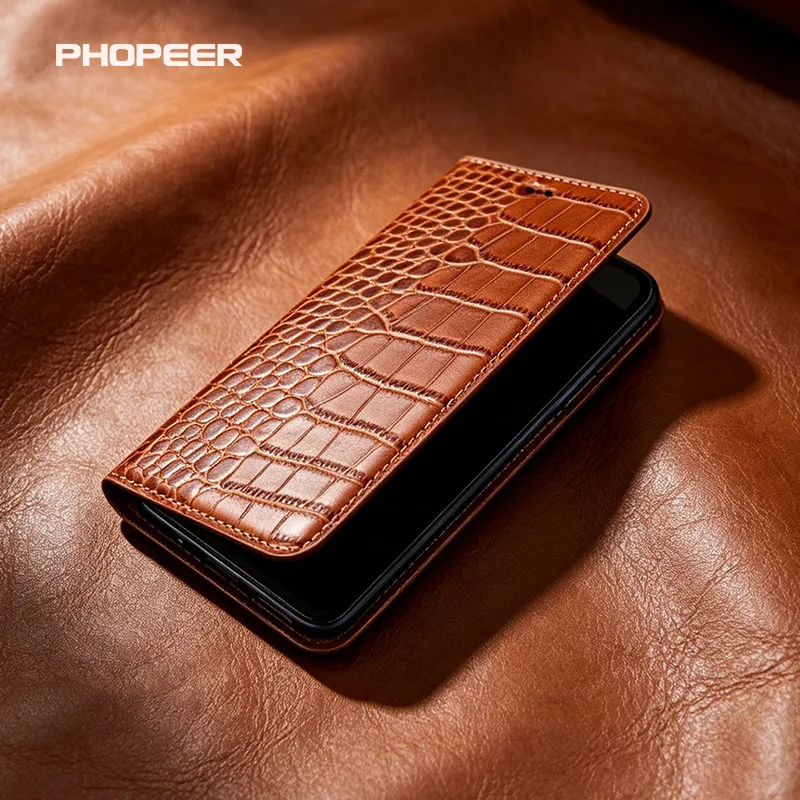 

Luxury Genuine Leather Case for Tecno Infinix Note 50 40 30 12 11 10 S i 4G 5G Pro Plus crocodile grain card pack phone case