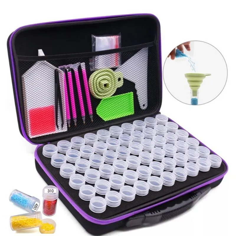 

60 Bottles Diamond Painting Storage Container Case With Color Number Labels Stickers And Funnel Beads Storage Box Organizer Tool