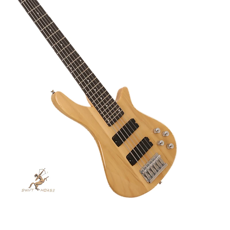 Swift Horse Bass Electric Guitar OEM Custom 6 Strings Electric Bass Custom Bass Neck& Poplar Top Custombody