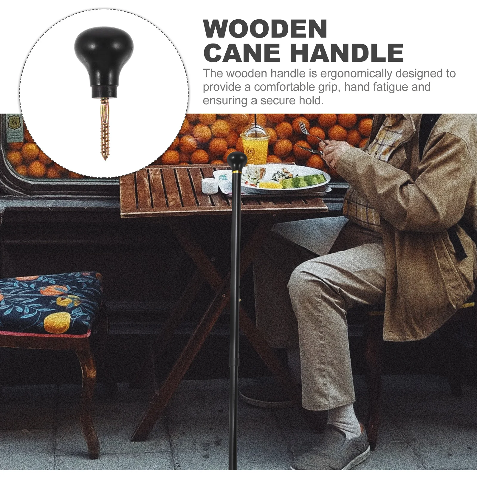 

Solid Wood Walking Stick Handle Replacement Smooth Ergonomic Cane Head Comfortable Grip Polished Cane Knob for Men Women Outdoor