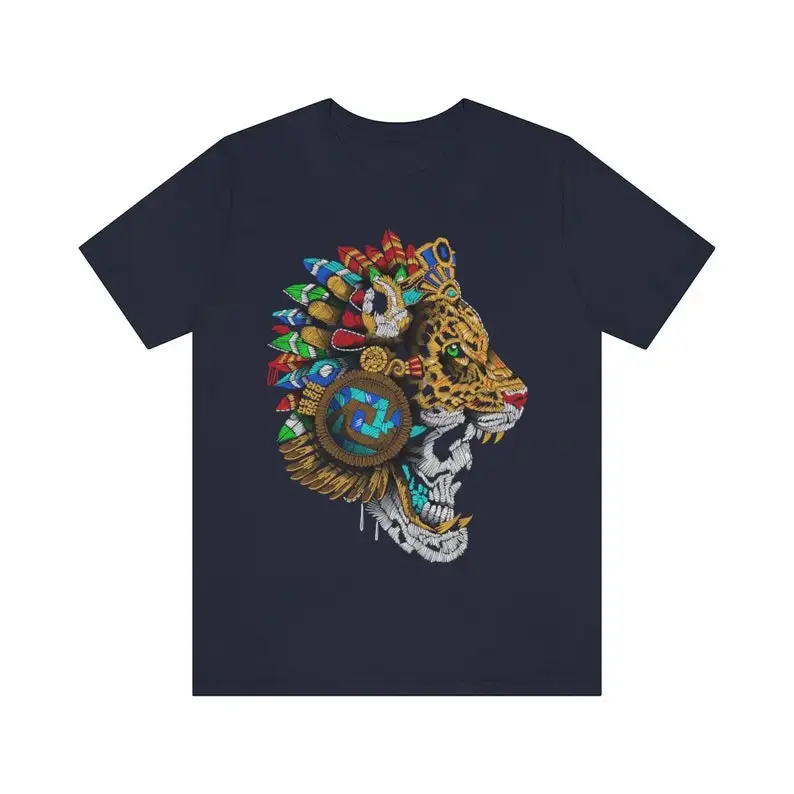 2025 صيف جديد رائجة البيع في المكسيك ازتيك المحارب الفن طباعة المكسيكي تي شيرت للرجال والنساء عرق تنفس تي شيرت #3