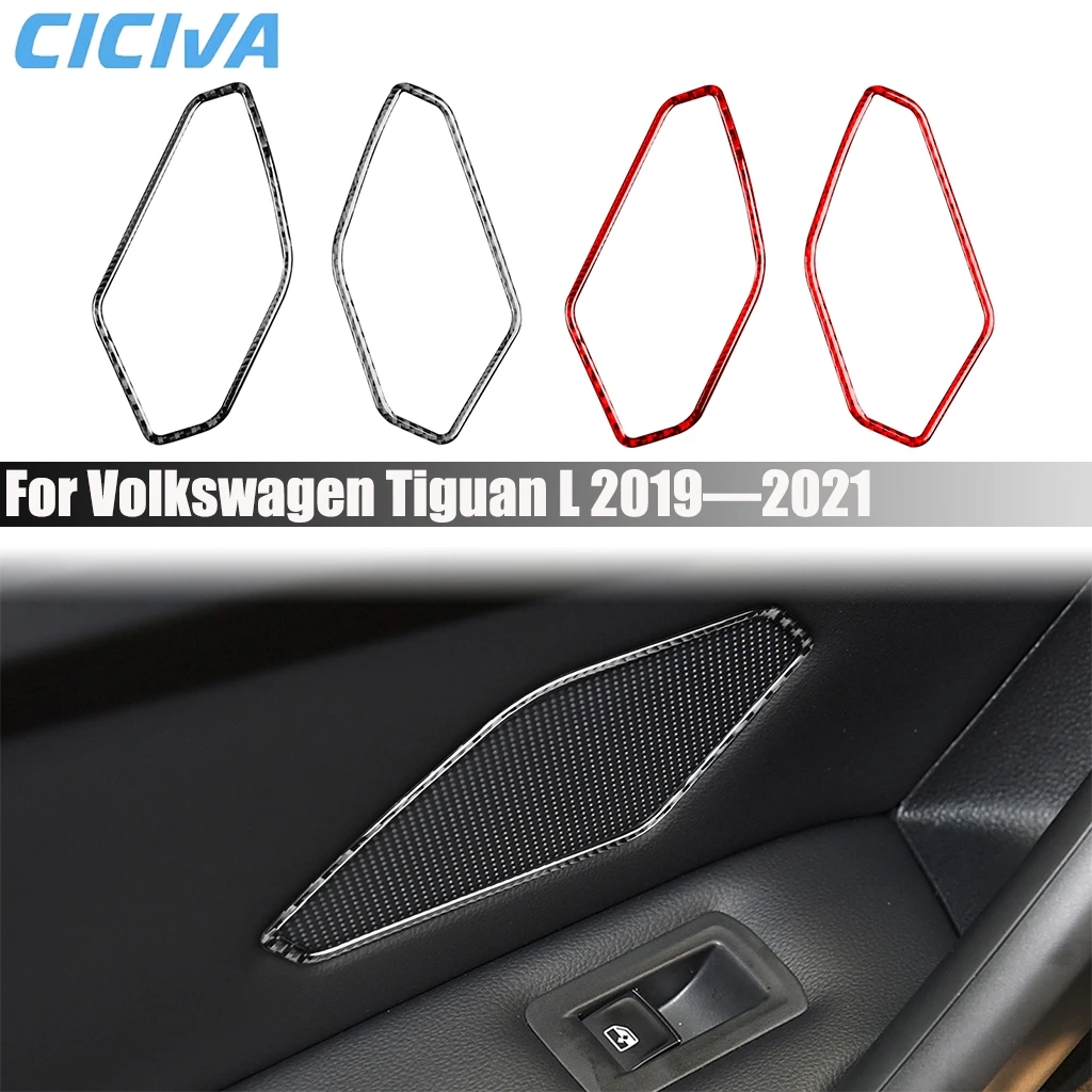 

Carbon Fiber Car Accessories Rear Door Speaker Decorative Frame Interior Cover Trim Sticker For Volkswagen Tiguan L 2019—2021