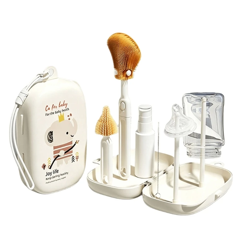 Useful Milk Bottle Drying Rack With Brush For Easy Cleaning And Organized Feeding Accessories 15UB