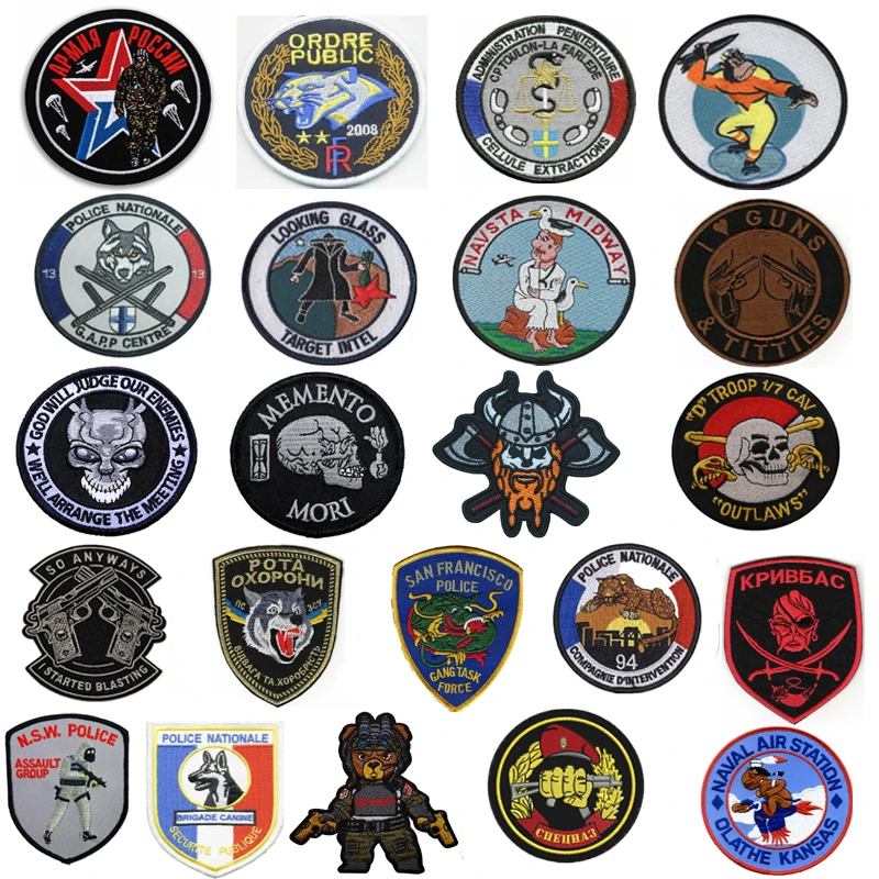 France Russia USA Badges HOOK Embroidery Patches Insignia Armbands Patch Clothes for Hat Jackets Bags Backpack Decorative