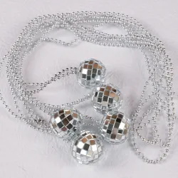 5Pcs Mirror Disco Ball Necklace for 70s Disco Music Theme Birthday Bachelorette Wedding Party Favors Pinata Fillers Goodie Bag