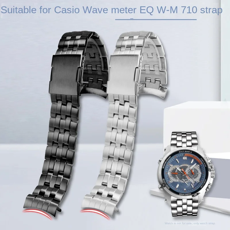 For Casio Edifier 5089 EQB-900 EQW-M710DB EQW-500 EQW 510 arc Stainless Steel strap Bracelet Men‘s 22mm Metal Watch Band