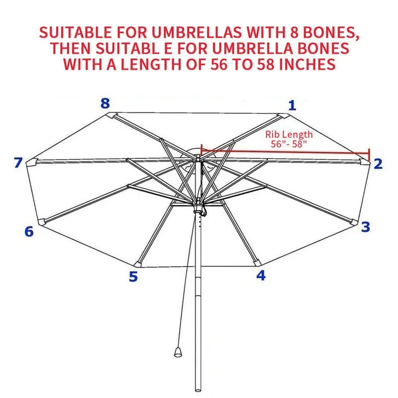 Diameter 3M Parasol Replacement Cloth Garden Umbrella Cover for 8-Arm Umbrella Outdoor Anti-UV Parasol Top Cloth