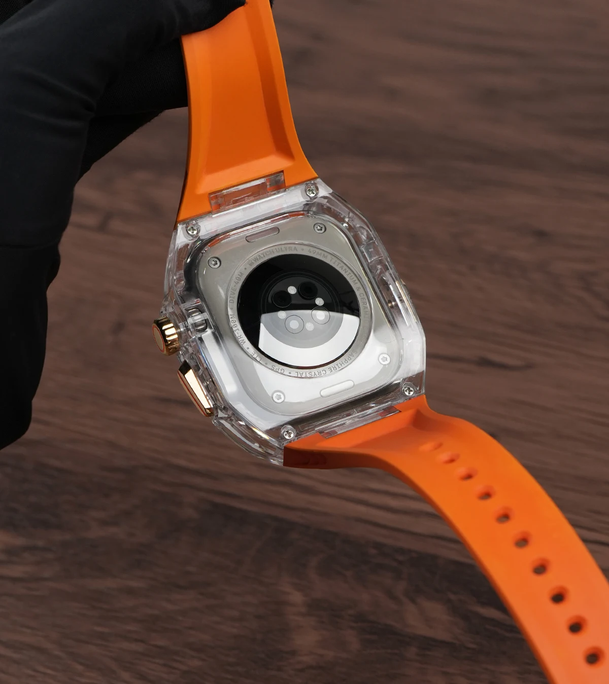 حزام ساعة ريتشارد مايل لسلسلة iWatch 10/Ultra2، 46 ملم 49 ملم 45 ملم 44 ملم 42 ملم، علبة كريستال + حزام سيليكون لسلسلة 9/8/7/SE2