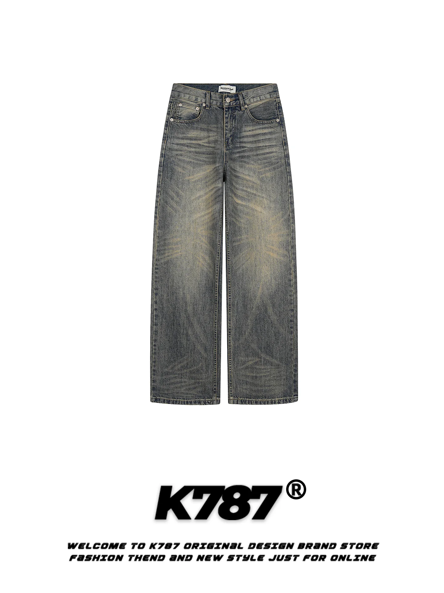 

Джинсы K787 в американском ретро-стиле, прямые, с эффектом потертости, с высокой талией, свободные, повседневные, стройнящие, широкие, в пол, для мужчин и женщин