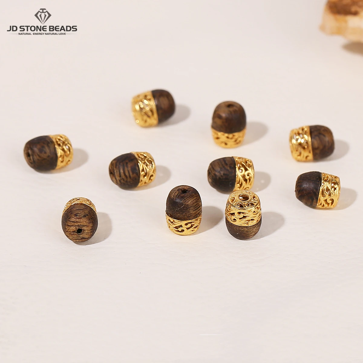 

1 Pc Natural Wooden Inlaid 925 Sterling Silver Carved Bead Retro Irregualr Loose Spacer for Jewelry Making Diy Necklace Bracelet