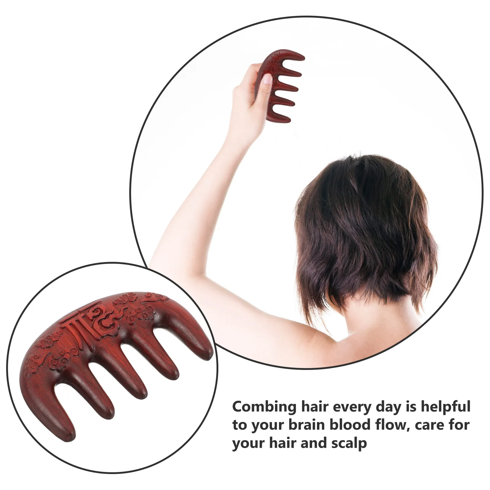 

NaturalMassageComb Scalp Neck Shoulder Detangling Wide Tooth Wood No Static Smooth Portable Lightweight Multi-Functional