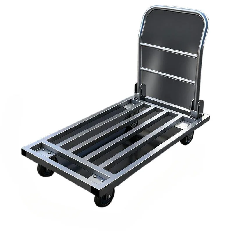 Flat truck folding square tube pulling goods can be heavy and super heavy large trolley y