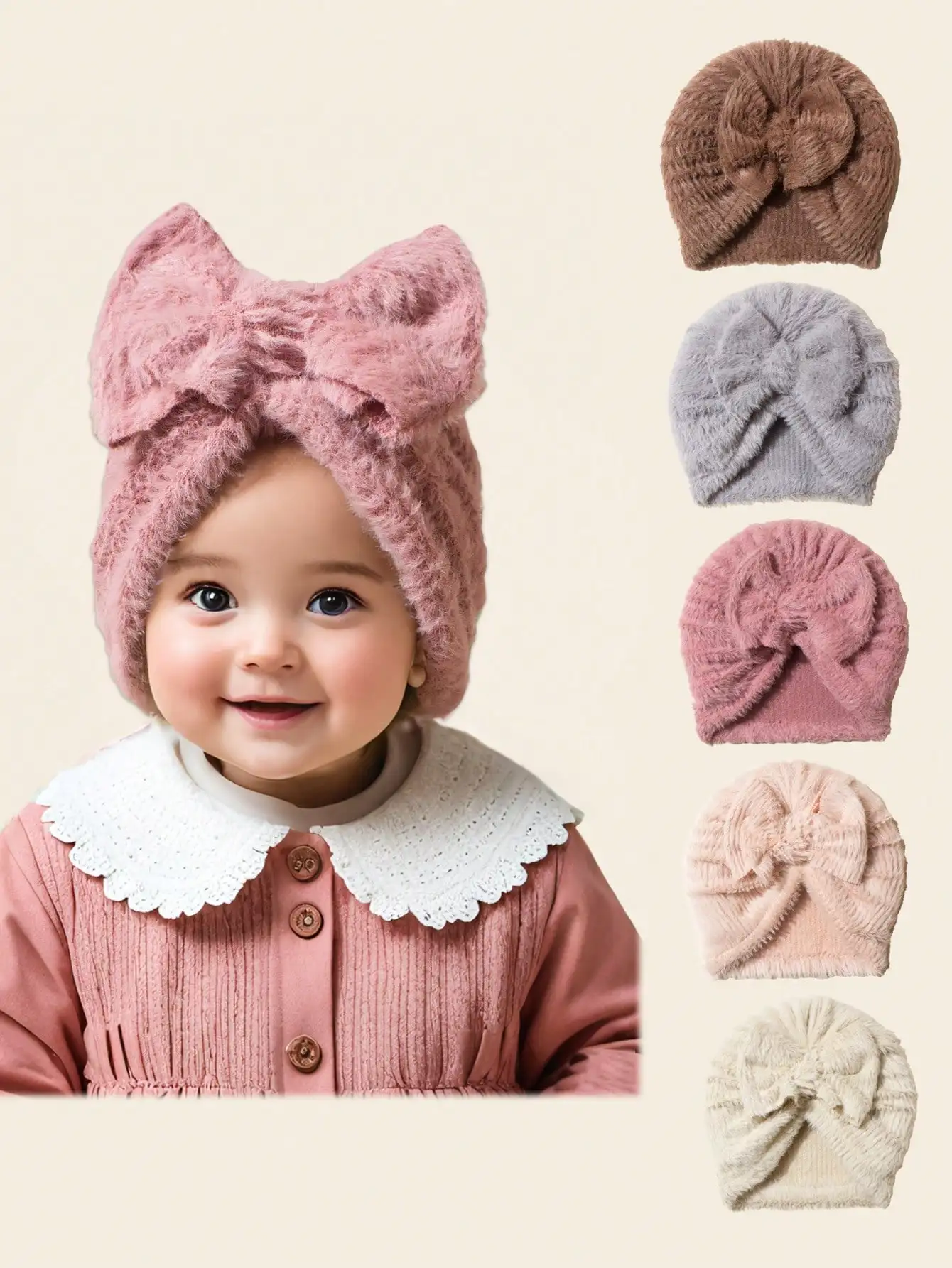 2pcs baby hat for newborn baby 0-3 years bow hat Plush hat baby girls fall clothes baby boy hat little girl hat set little boy h