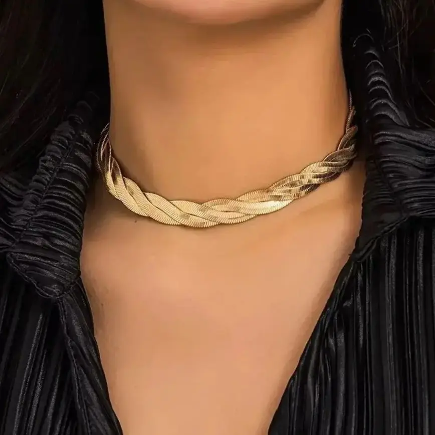 Chunky Cross Snake Chain Short Choker Necklace for Women Trendy Thick Chain on Neck Collar 2023 Fashion Jewelry Accessories Gift