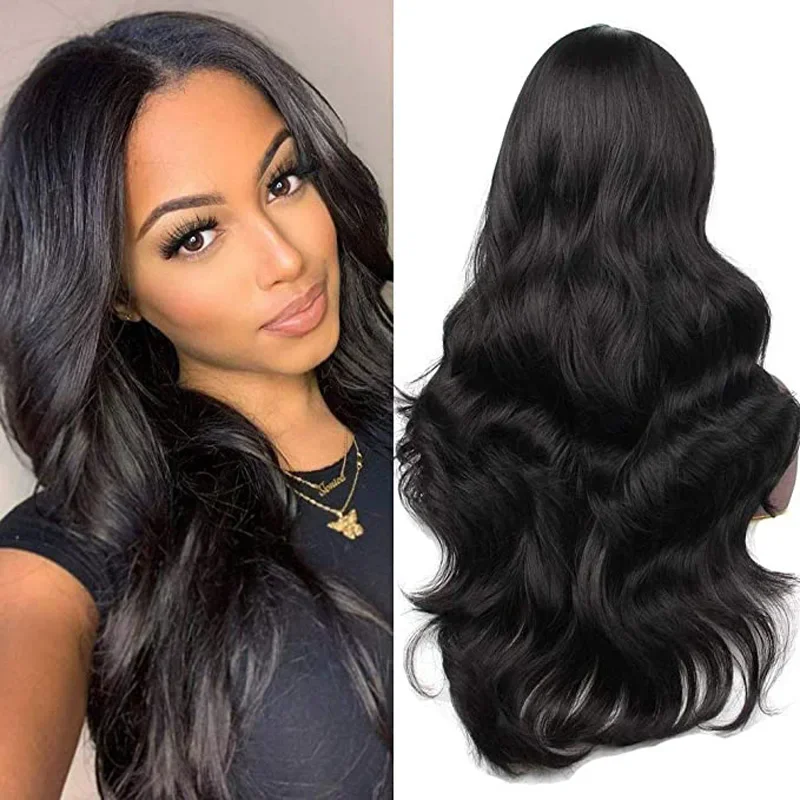 WHIMSICAL W Synthetic Hair Wig Natural Long Curly Black Brown Red Hair for Black Women