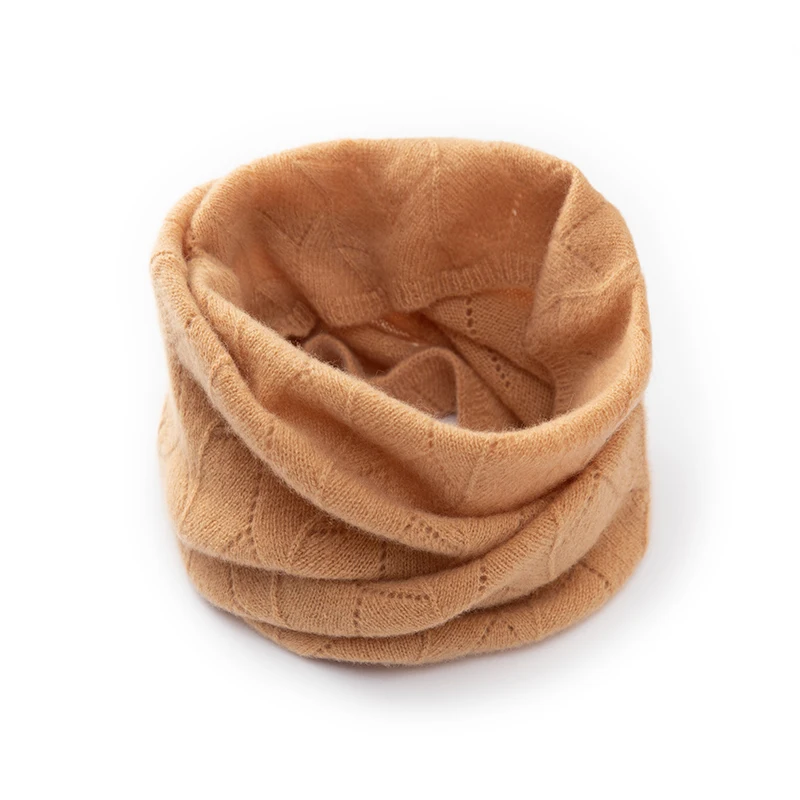 

ZOCEPT 100%Merino Wool Neck Cover Winter Warm Scarf Knitted Fake Collar Solid Color Hollow Head Ring Male/Female Universal