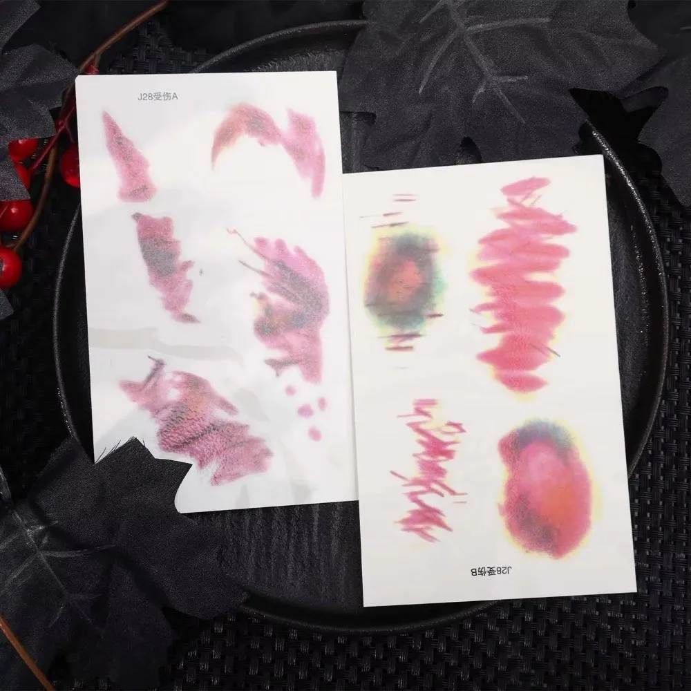 1/4 قطعة هدايا مقاوم للماء الجرح كدمات الوشم المؤقت دائم واقعية وهمية الوشم ثلاثية الأبعاد ندبة الوشم ملصق الوشم وهمية