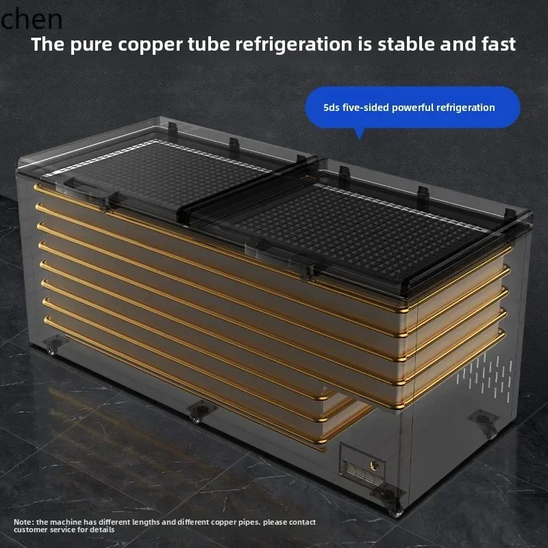 Vetrina per supermercato con congelatore congelato e fresco per frigorifero orizzontale commerciale di grande capacità ZZZML