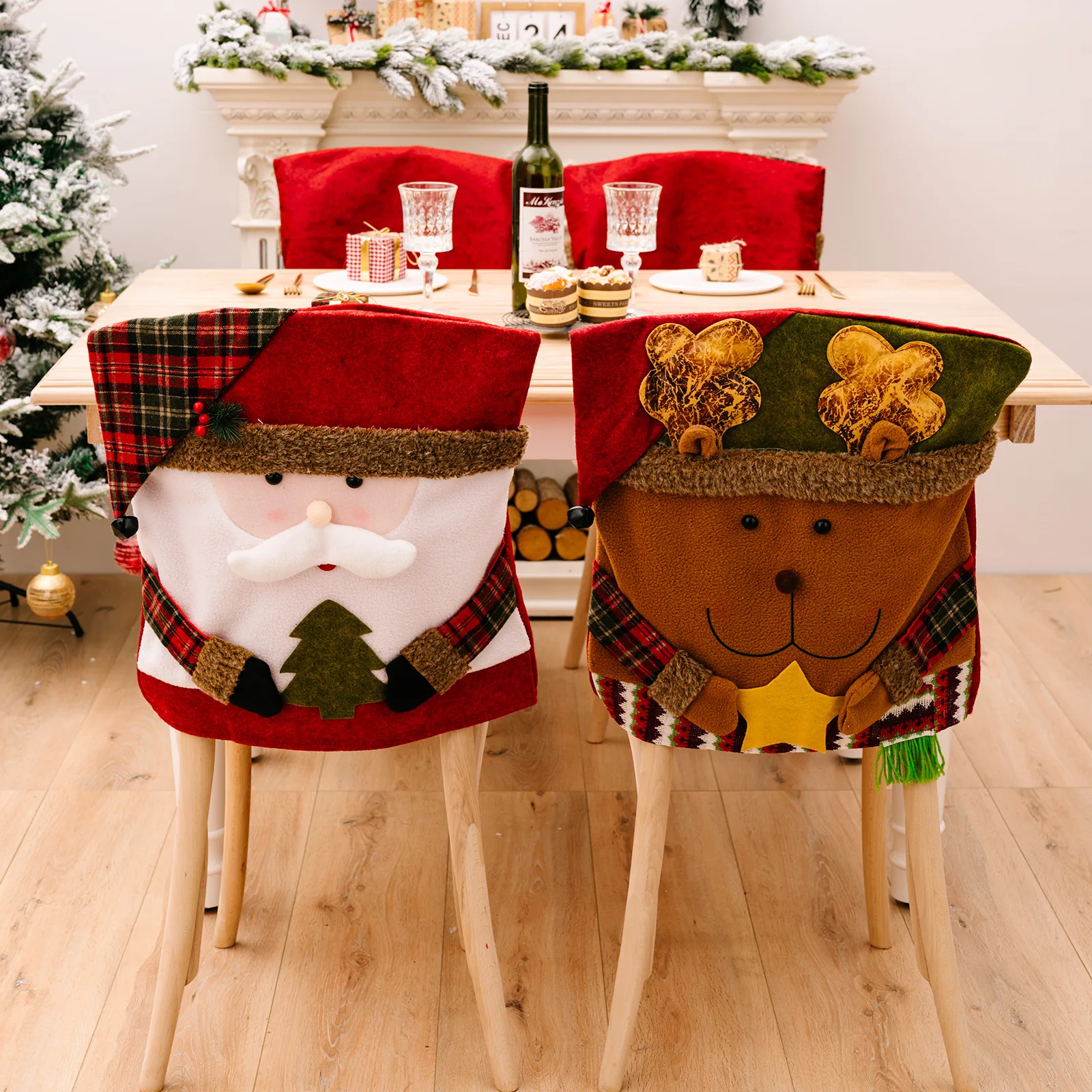 Christmas Decorative Chair Set, Stool Set, New Toy Chair Cover, European and American Decorative Ornaments, Home Furnishings