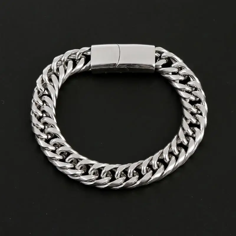 Fashion Stainless Steel Chain Bracelets Hip Hop Cuban Chains Waterproof Male Jewelry Punk Men Accessories On Hand Band