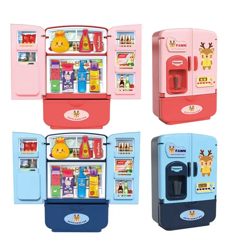 New Kids Toys Simulation Fridge Refrigerator Accessories Pretend Play Educational For Kitchen Set Food For Children's Gifts
