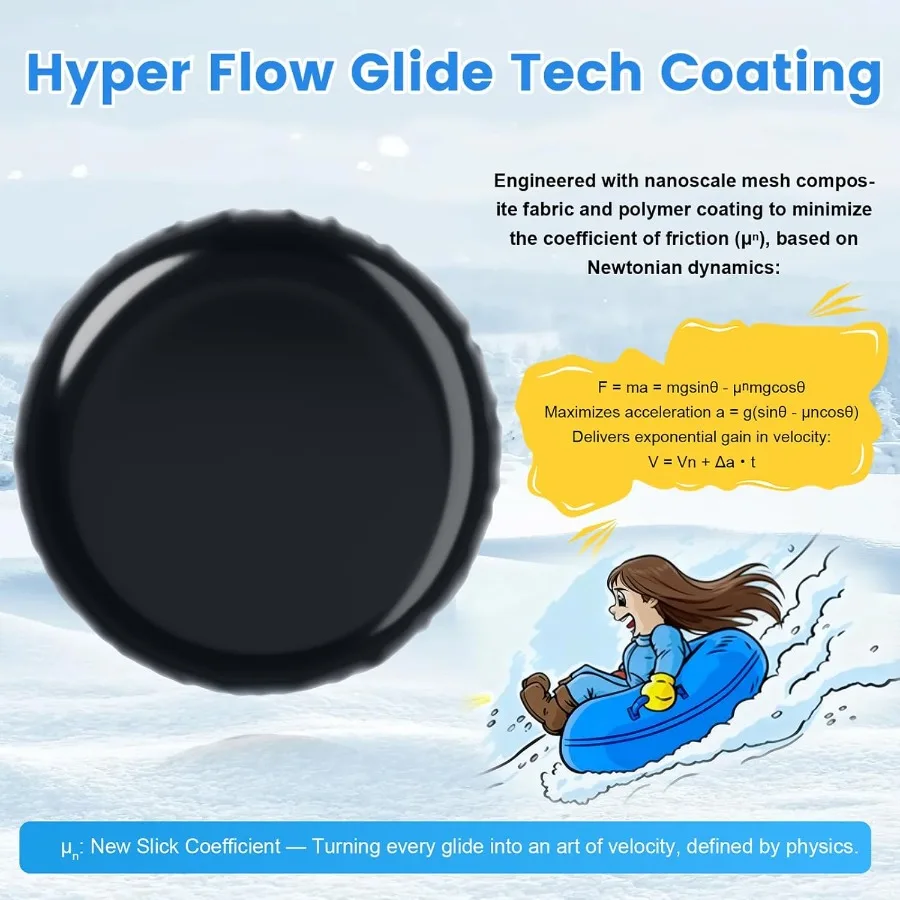 أنابيب ثلج قابلة للنفخ قابلة للطي للتزلج، زلاجات ثلج عالية التحمل من الدرجة التجارية للبالغين مع 4 مقابض #5