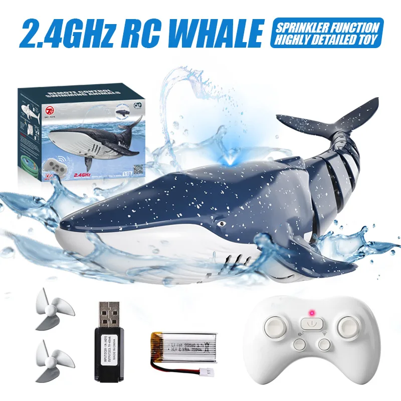 Smart RC Shark Spray Water Electric Whale Kids Toy Remote Control Crocodile Animal Bath Tub Pool Lakes Electric Kids Toys Gift