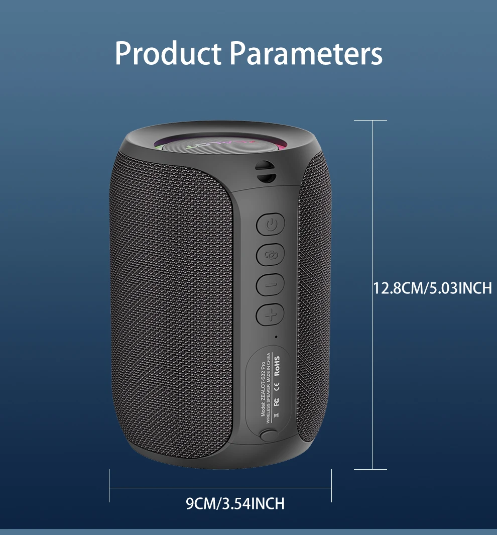 Zealot S32 Pro 15 W kabellose Lautsprecher, Dual-Pairing, 3600-mAh-Akku, 12 Stunden Spielzeit, lautes Stereo, boomender Bass. – Detail 12