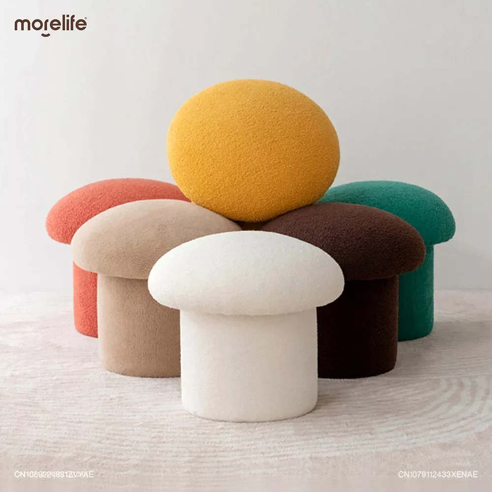 

Nordic Design Mushroom Makeup Stool Footstool Household Living Room Cashmere Lamb Shoes Bench Dressing Stool Ottomans Furniture