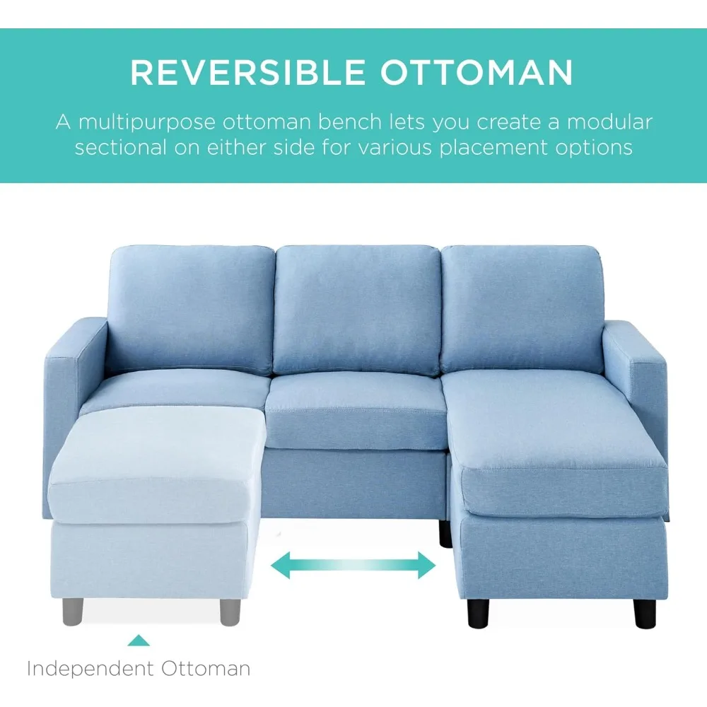 أريكة منجدة مقطعية من أفضل منتجات الاختيار للمنزل والشقة والنوم والمساحات المدمجة مع صالة تشيس، وكبيرة 3 مقاعد #3