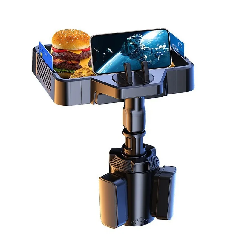 360° Rotating Car Tray Table Cup Holder, Multifunctional Vehicle Desk for Food Phone Tablet Back Seat Snack Stand Storage Rack