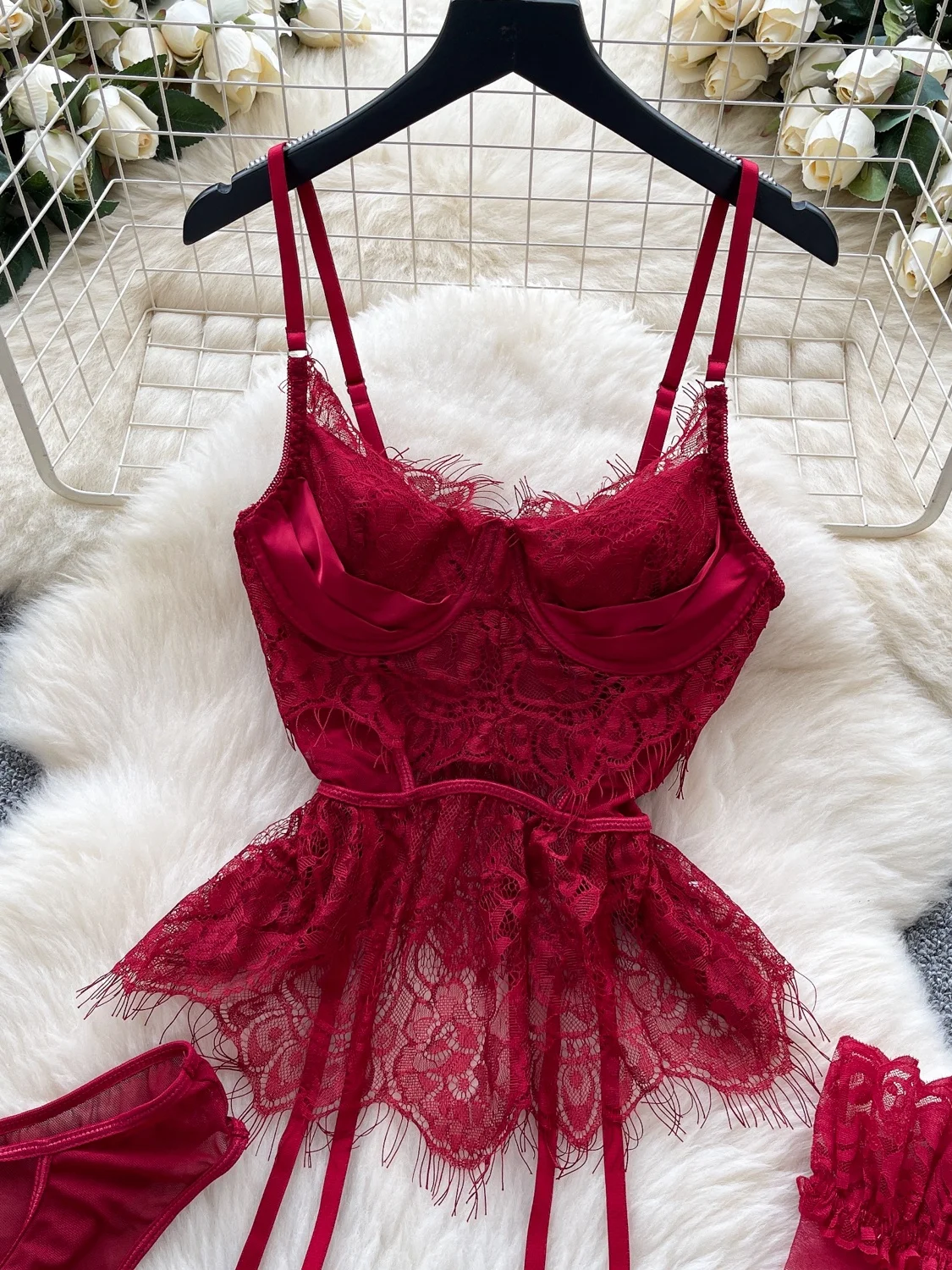 Sexy Lace Crop Top And High Waist Briefs Stoing Set Women's Pure Desire Faion Ensemble for Young Adults Summer 2025