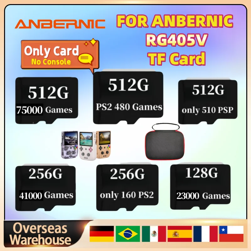 For ANBERNIC RG405V TF Card Handheld Game Console Memory Card Preloaded Game for Handheld Game 512G Built in 75000 Games RG 405V