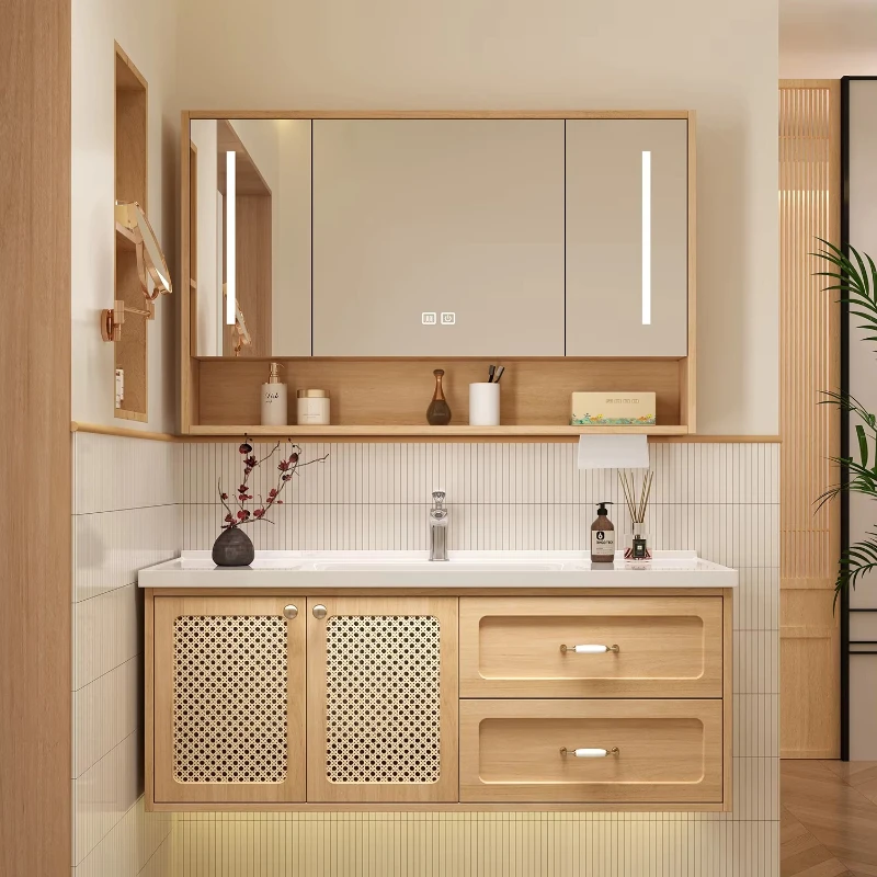 

Multifunctional bathroom cabinet, wall-mounted luxury light luxury bathroom furniture, with sink, storage