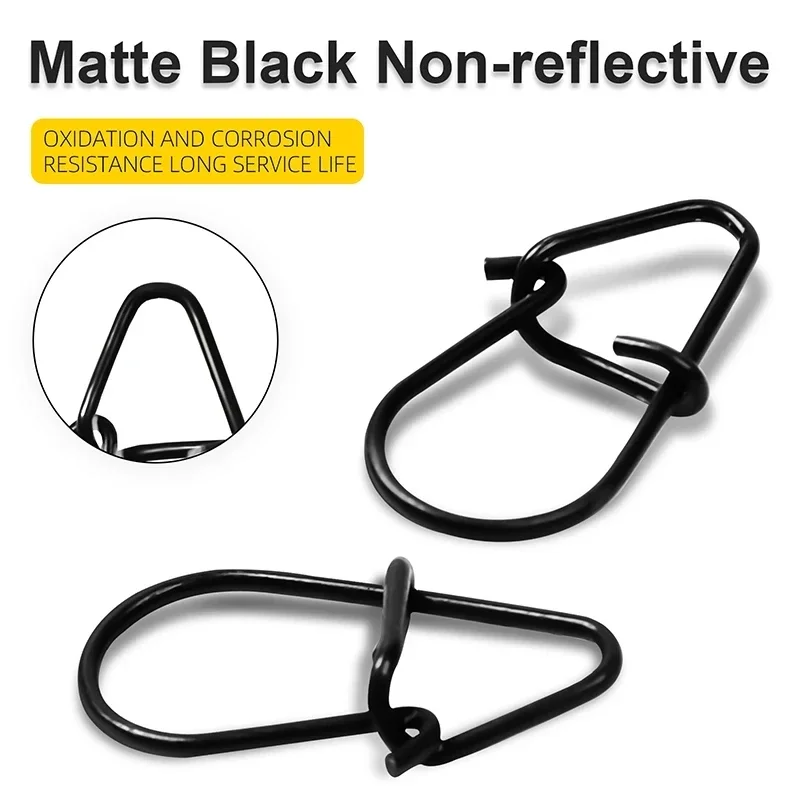 

100Pcs/Pack Matte Black Fishing Snaps Crankbait Snaps Clips Bass Lures Stainless Steel Fishhook Fishing Tackle Hirisis Pesca