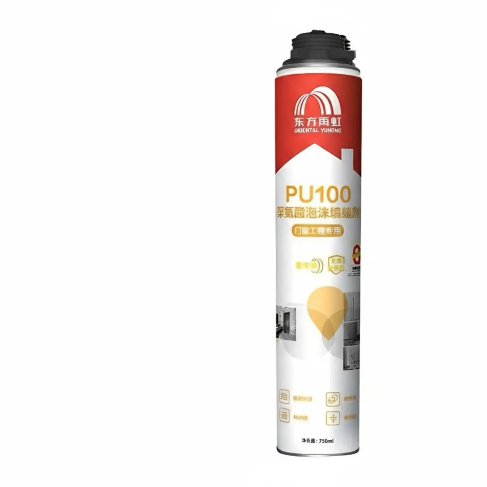 Expanding Polyurethane Foam, Gap Filler Sealant, Waterproof & Soundproof, For Door Openings, Fast Curing, With Tube