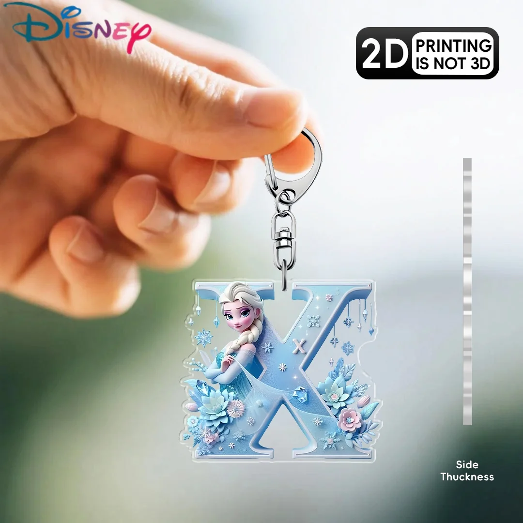 جديد ديزني فروزن إلسا أنيمي الشكل الاكريليك A-Z سلسلة مفاتيح من الكرتون قلادة ملونة سيارة مرآة الرؤية الخلفية بنين بنات هدية عيد ميلاد