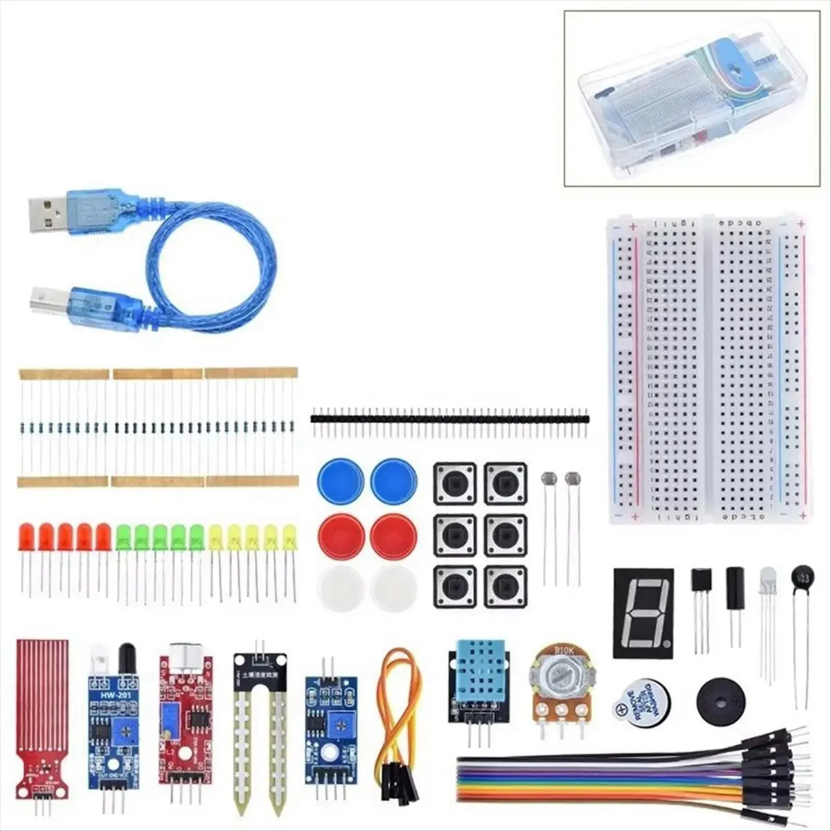 M85K For R3 Development Board 400 Hole Kit Switch Breadboard Sensor Obstacle Avoidance Module LED Lights Loose Parts,A
