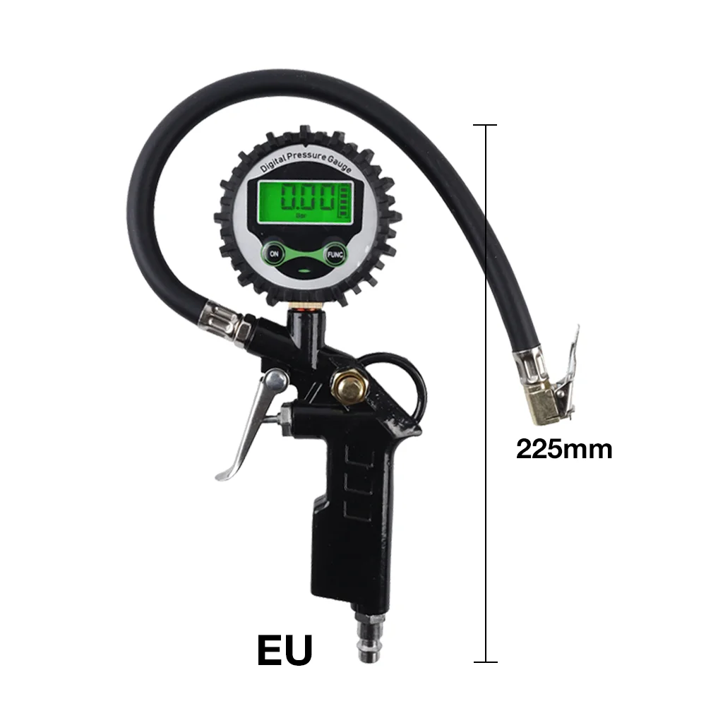 260 PSI Tire Pressure Gun, Digital LCD Auto Tire Inflator, EU Interface, Detachable Valve, Inflation Monitoring Pressure Gauge